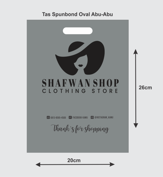 Tas Spunbond Abu 20 x 26 cm  Gratis sablon  1 warna