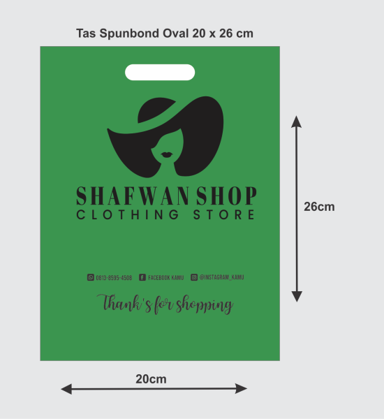 Tas Spunbond  65g Press Oval  20 x 26 Hijau Stabilo