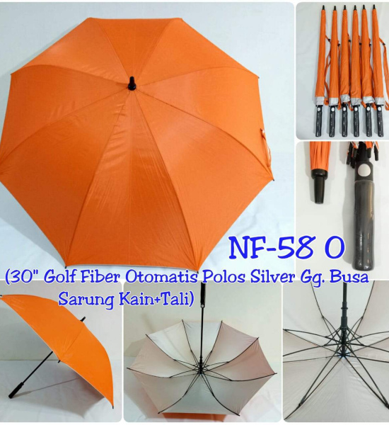 Payung Golf Orange Otomatis Dalam Silver 