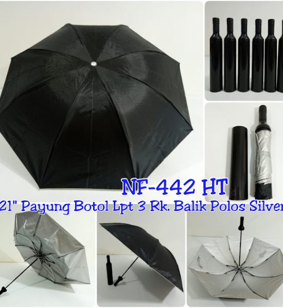Payung Model Botol Warna Hitam Silver